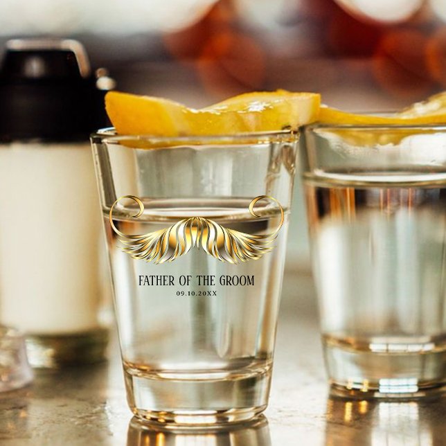 Custom Gold Mustache Shot Glass for Groom's Vater Schnapsglas (Von Creator hochgeladen)