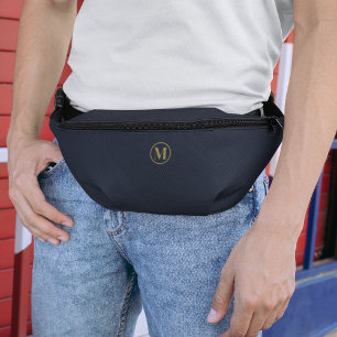 Custom Gold Navy Blue Monogram Clean Stilvoll Bauchtasche