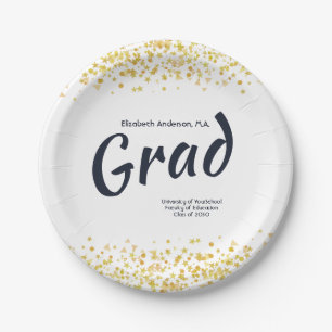 Custom Gold / Navy Graduation Party Pappteller