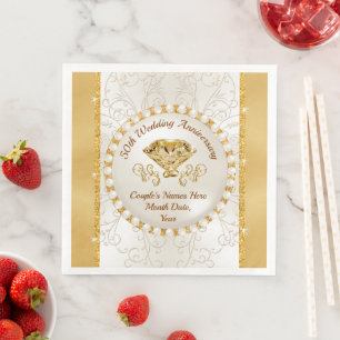Custom Gold Personalisiert 50 Jahre alt Napkins Serviette