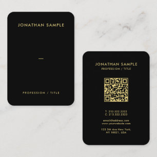 Custom Gold Schriftart QR Code Black Premium Silk  Visitenkarte