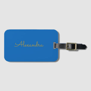 Custom Gold Script Turquoise Moderne Minimalistisc Gepäckanhänger
