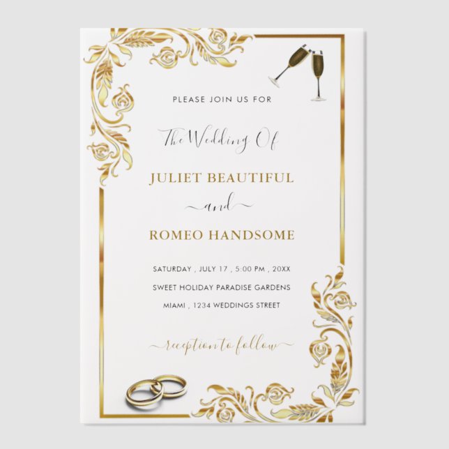 Custom Gold Vellum Hochzeitsvorlage (Vorderseite)