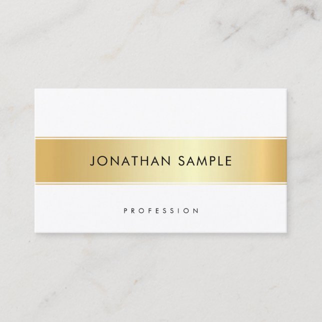 Custom Gold White Elegant Template Modernes Einfac Visitenkarte (Vorderseite)