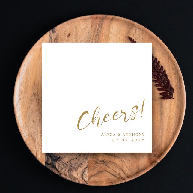 Custom Gold & White Wedding Napkins - Chef! Serviette (Custom Gold & White Wedding Napkins - Cheers!
)