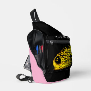 Custom Golden Bowling Art Design Crossbody Bag