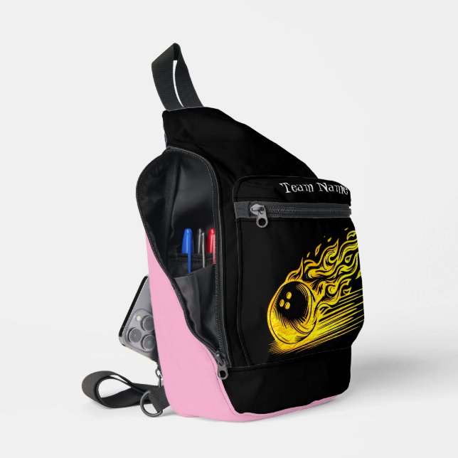 Custom Golden Bowling Art Design Crossbody Bag (Offen)