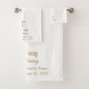 Custom Golden Cross Religious Christening, Taufe Badhandtuch Set