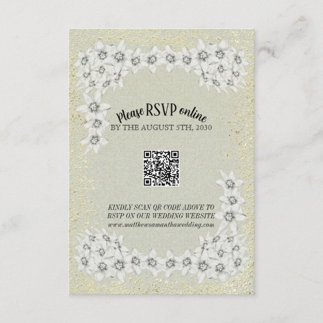 Custom golden floral Wedding Card Begleitkarte (Vorderseite)