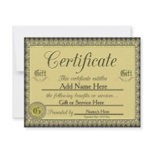 Custom Golden Gift Certificate for Invasion