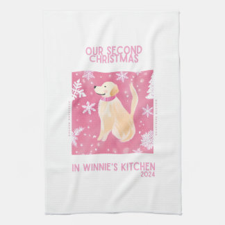 Custom Golden Retreiver Pink Weihnachtshandtuch Geschirrtuch