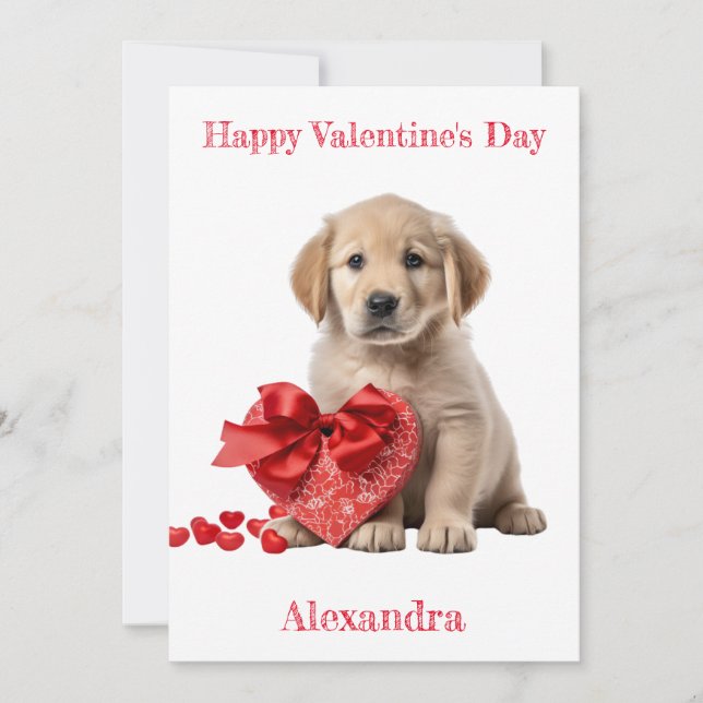 Custom Golden Retriever Herzgeschenk Valentine Feiertagskarte (Vorderseite)
