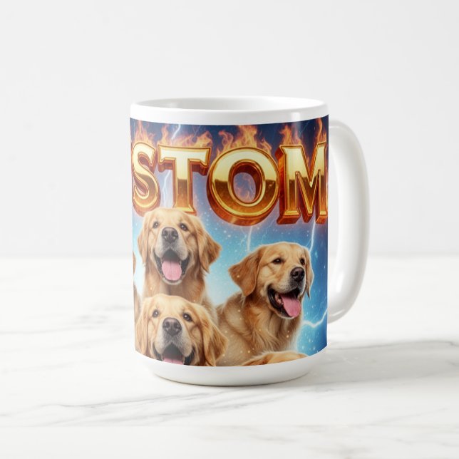 Custom Golden Retrievers Cosmic Lightning Design Kaffeetasse (VorderseiteRechts)