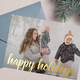 Custom Golden Script Weihnachts-Foto Happy Folien Feiertagskarte