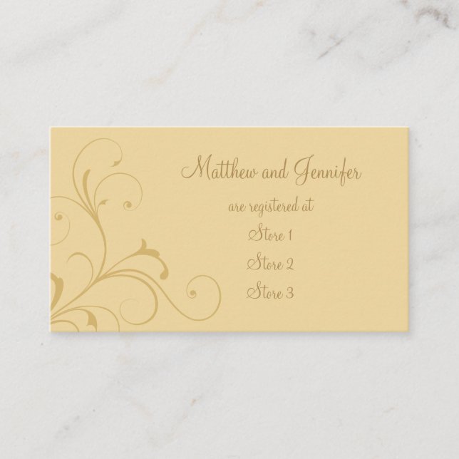 Custom Golden Yellow Wedding Gift Registry Cards Begleitkarte (Vorderseite)