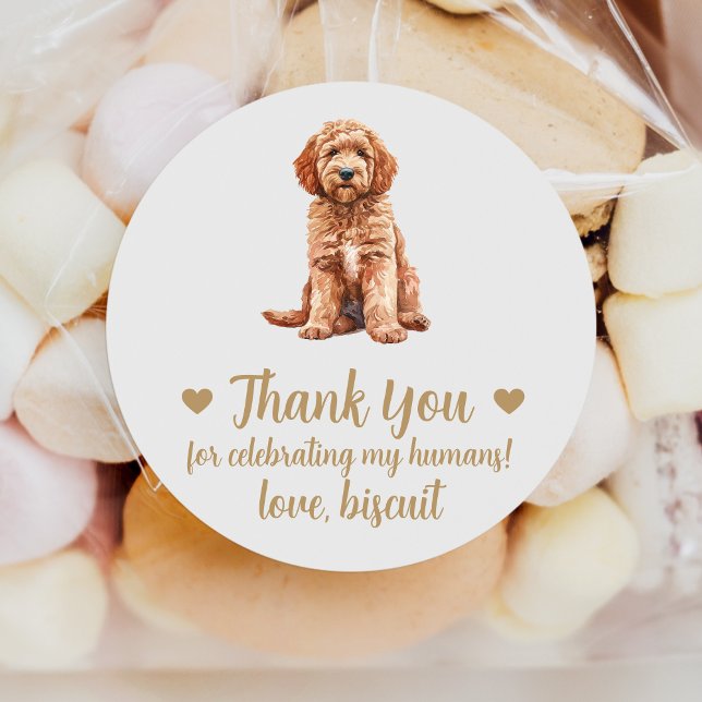Custom Goldendoodle Dog Gastgeschenk Hochzeit Stic Runder Aufkleber (Von Creator hochgeladen)