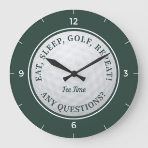 Custom Golf Ball Sports Funny Golfer Quote Green Große Wanduhr