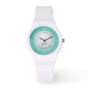 Custom Golf Ball Sports Golfer Zitat Aquamarin Chi Armbanduhr