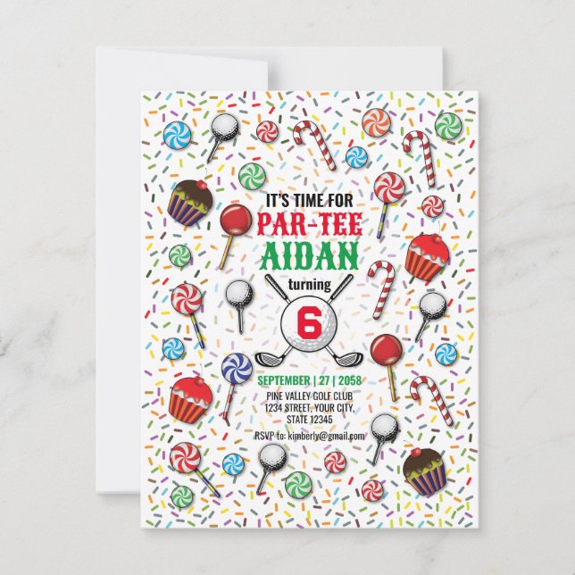 Custom Golf Birthday Par-T-Shirt Design Einladung (Vorderseite)