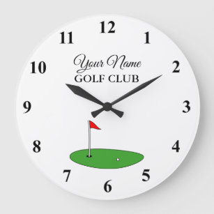 Custom golf club house wall clock for golfing große wanduhr