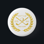 Custom Golf Club Parco Tassino Parco Civico-Ciani Button<br><div class="desc">Der Golf Club ist elegant, modern, minimalistisch und elegant eingerichtet. Personalisiertes Golf Club Button Button mit Lorbeerkranz, zwei gekreuzten Golfklubs und Golfball. Personalisiertes Golf Button Button mit Logo, Name, Text, Jahr, etc. Eleganter Golftklub Button Button personalisiertes Geschenk für Golfclub, Golfer, Golfer, Spieler, Team, Coach. Personalisiertes Button für Golfclubs in Schwarz...</div>