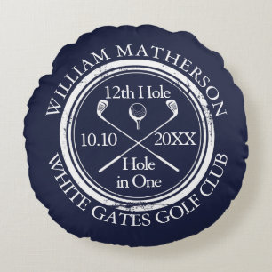 Custom Golf Hole in einem Foto Navy Blue Rundes Kissen