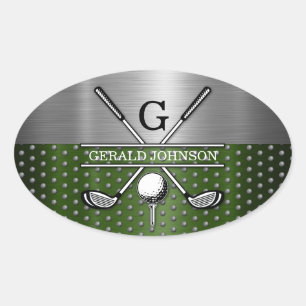 Custom Golf Monogram Design Ovaler Aufkleber