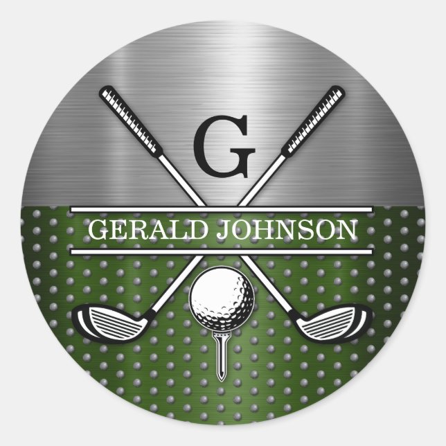 Custom Golf Monogram Design Runder Aufkleber (Vorderseite)