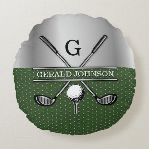 Custom Golf Monogram Design Rundes Kissen