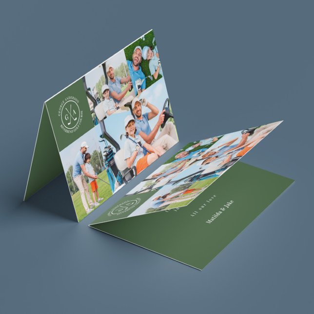 Custom Golf Multi Foto Monogram Vathday Karte (Von Creator hochgeladen)