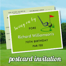 CUSTOM GOLF POSTCARD 70TH BIRTHDAY INVITATION FEIERTAGSPOSTKARTE