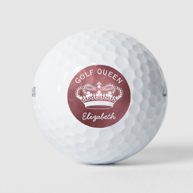 Custom Golf Queen Rose Gold Crown Golfball (Vorderseite)