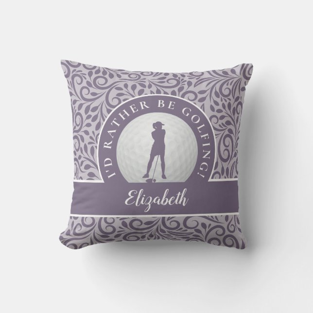 Custom Golf Silhouette Modernes Design Lila Chic Kissen (Vorderseite)
