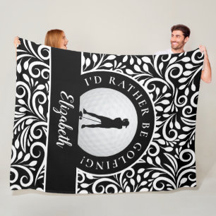 Custom Golf Silhouette Modernes Muster Schwarz-wei Fleecedecke