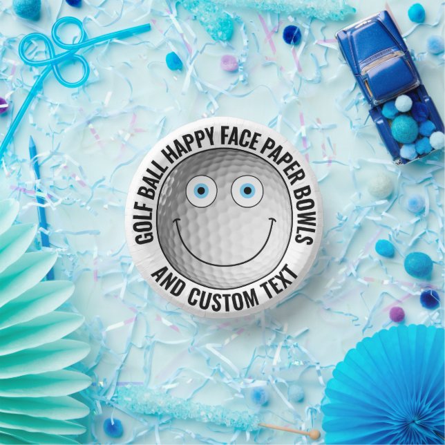 Custom Golf Theme Party BLAUE EYES Happy Face 7" Pappteller (Party)