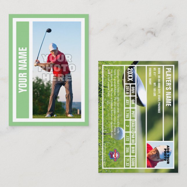 Custom Golf Trading Card - Sage Telefonnummerkarte (Vorne/Hinten)
