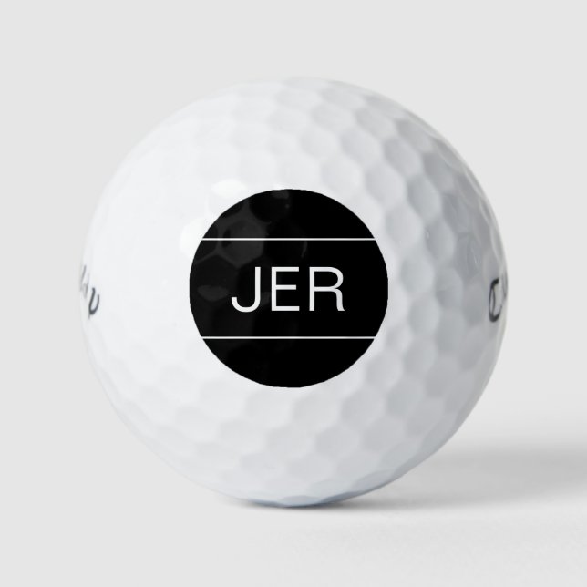 Custom Golfer Mit Monogramm Erstsportschwarz Golfball (Vorderseite)