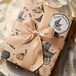 Custom Goth Orange Baby Carriage Halloween Geschenkpapier