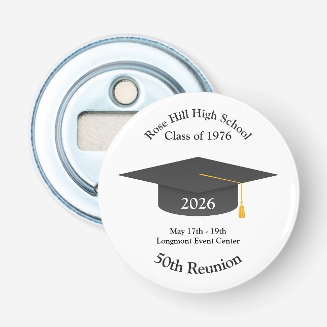 Custom Grad Cap Reunion Keepsake Bottle Opener Flaschenöffner (Vorderseite)