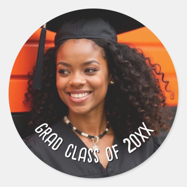 Custom Grad Foto Class Year Celebration Runder Aufkleber (Vorderseite)