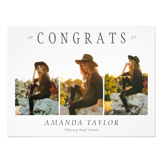 Custom Graduation 3 Photo Collage Congrats Poster (Vorne)