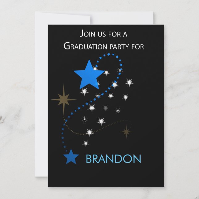 Custom Graduation Party Einladung Stars Blue on (Vorderseite)