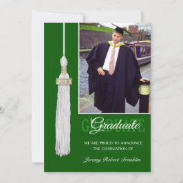 Custom Graduation Party lädt grüne weiße Tassel ei Einladung