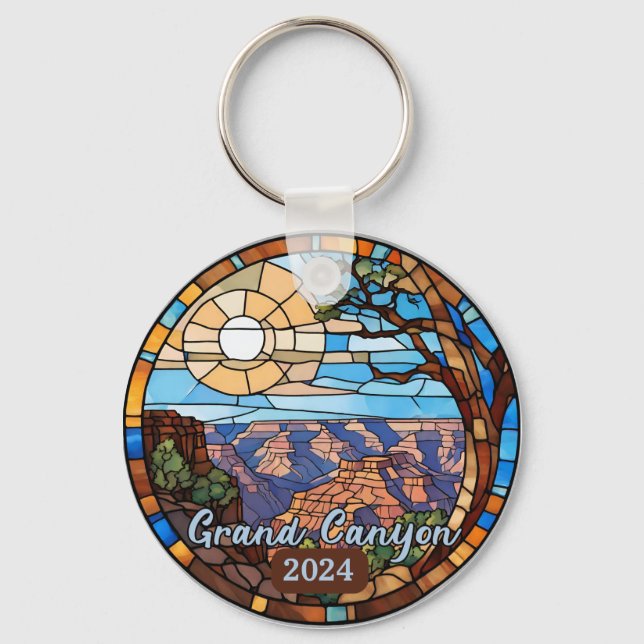Custom Grand Canyon Faux Stained Glass  Schlüsselanhänger (Vorderseite)