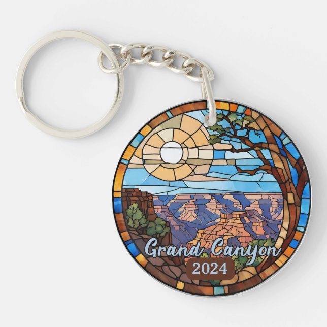 Custom Grand Canyon Faux Stained Glass  Schlüsselanhänger (Vorderseite)