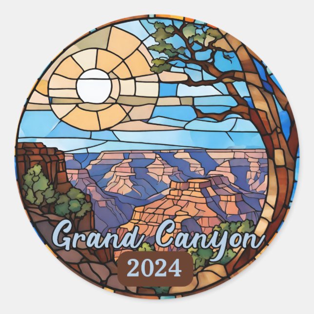 Custom Grand Canyon Imitate verklebtes Glas Runder Aufkleber (Vorderseite)
