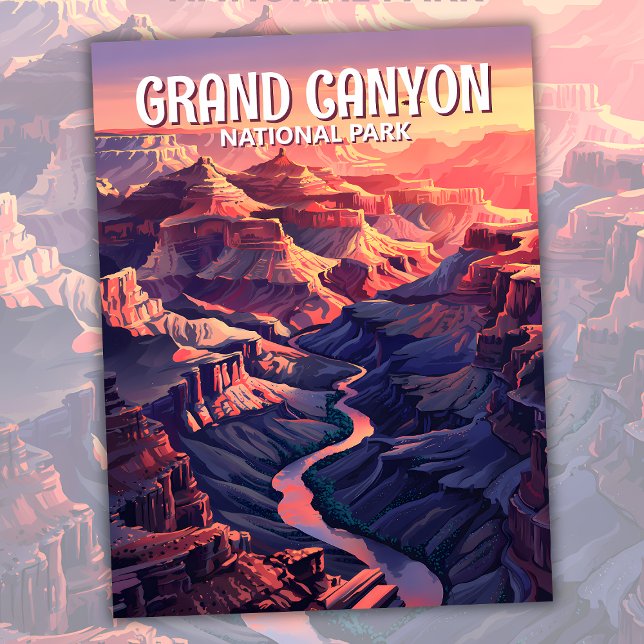 Custom Grand Canyon Sunset Panorama Wasserfarbe Postkarte (Custom Grand Canyon Sunset Panorama Watercolor Postcard)