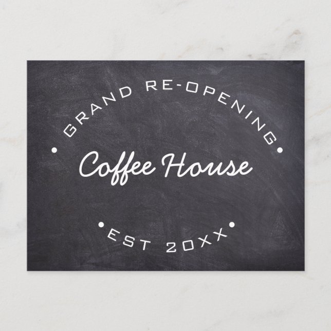 Custom Grand Re-Opening Your Coffee House Postkarte (Vorderseite)