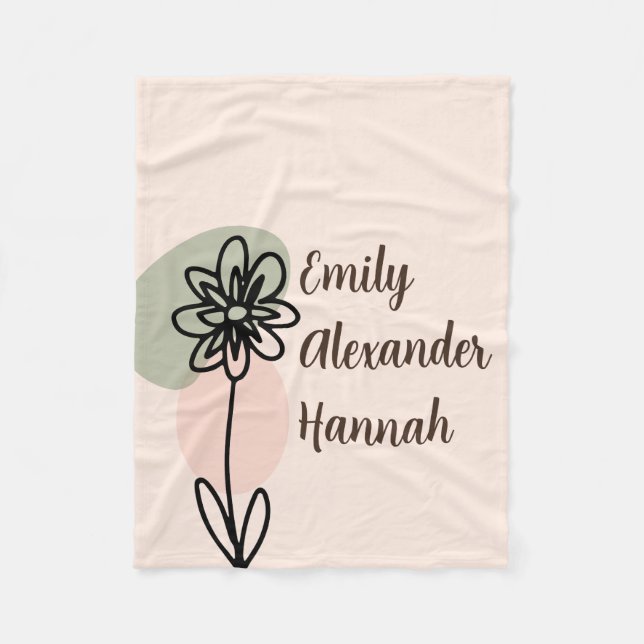 Custom Grandchildren ernennt Minimal Floral line A Fleecedecke (Vorderseite)