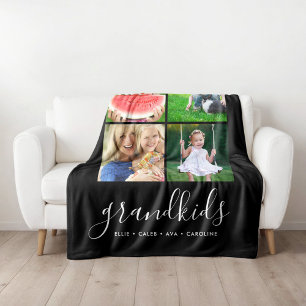 Custom Grandkids Monogram Instagramm Foto Collage Fleecedecke